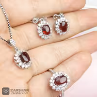 نیم ست نقره یمنی سرخ خوش رنگ