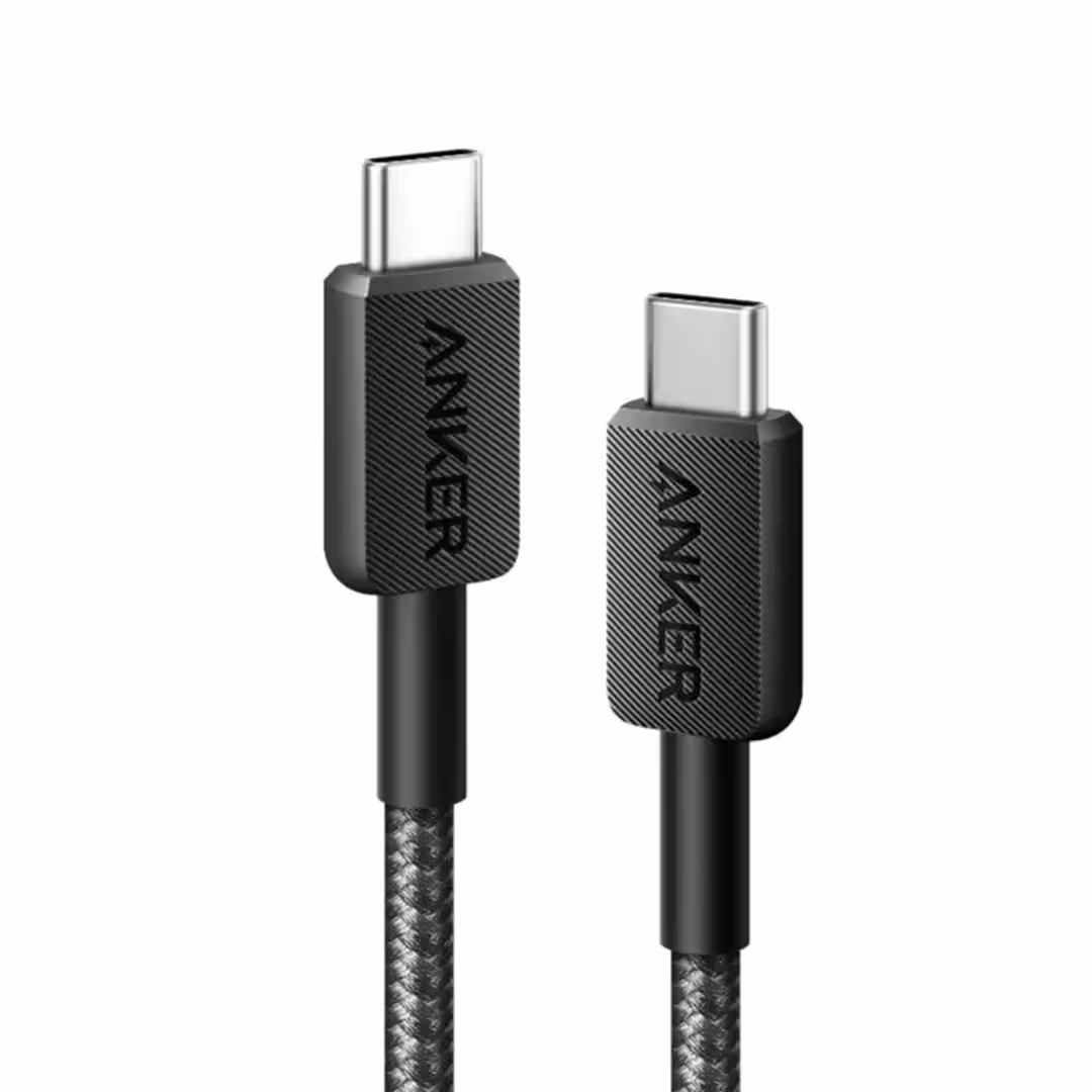 کابل تایپ سی به تایپ سی 60 وات روکش کنفی انکر مدل Anker 322 USB-C A81F5 طول 0.9 متر