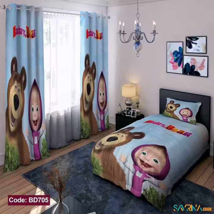 ست اتاق خواب دخترانه طرح ماشا و میشا کد BD705