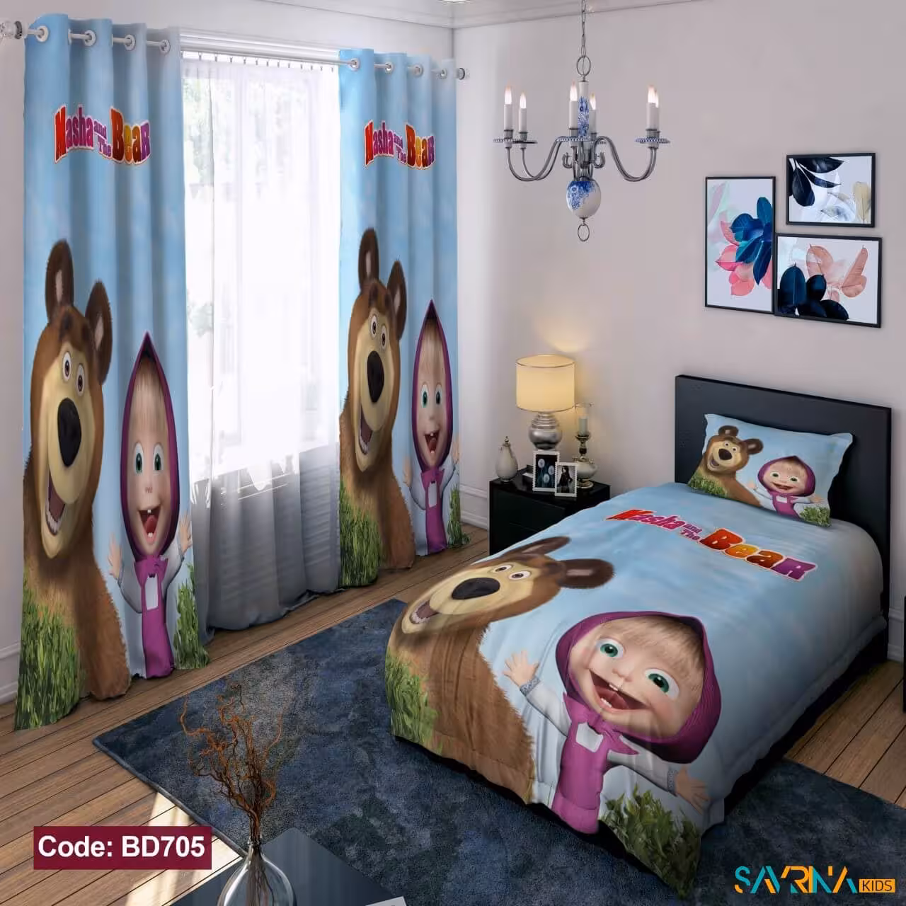 ست اتاق خواب دخترانه طرح ماشا و میشا کد BD705