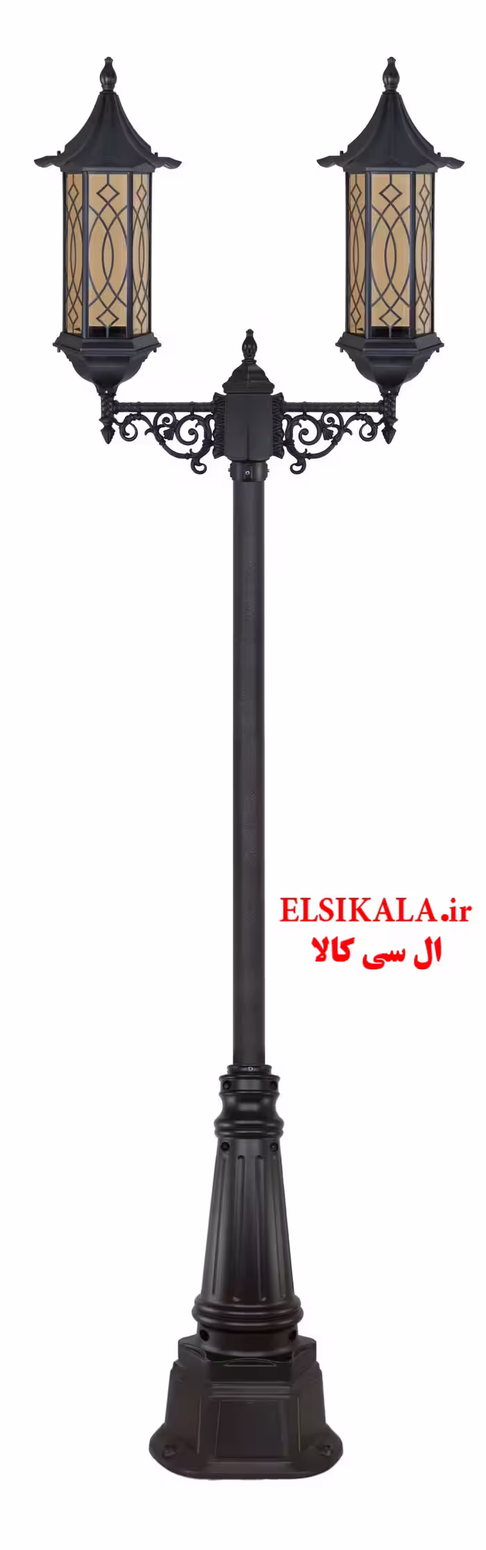 چراغ دو شاخه چتری شش ضلعی بلند طرحدار آلمینیوم دایکاست