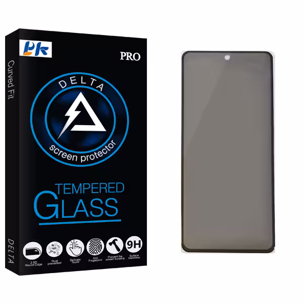 محافظ صفحه نمایش حریم شخصی پی کی مدل Delta Glass مناسب برای گوشی موبایل شیائومی Redmi Note 9 Pro