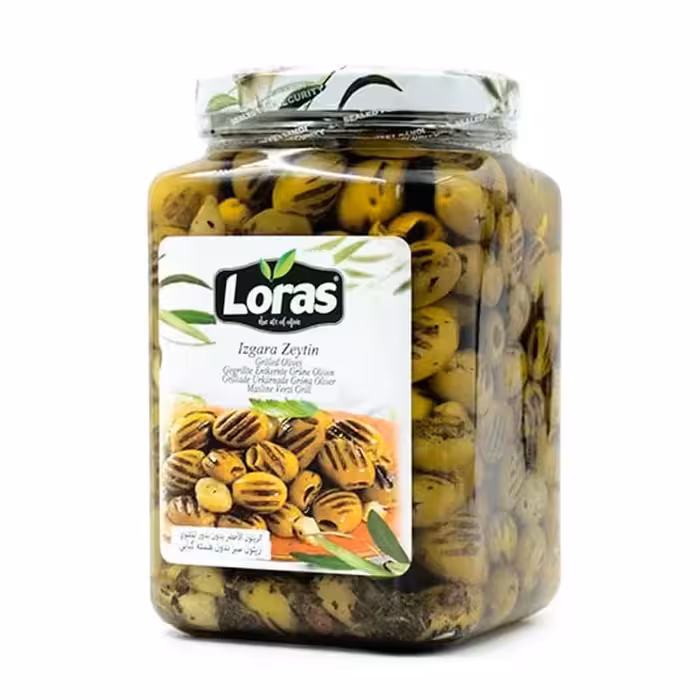 زیتون سبز بدون هسته کبابی (گریل شده) 1450 گرم لوراس