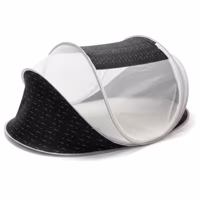 پشه بند کودک سه فنره طرح کمپ جعبه ای ( BABYS WORLD ) خاکستری