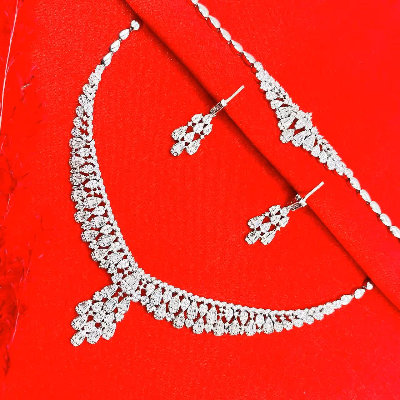 سرویس نقره مجلل جواهری زنانه کد 60265