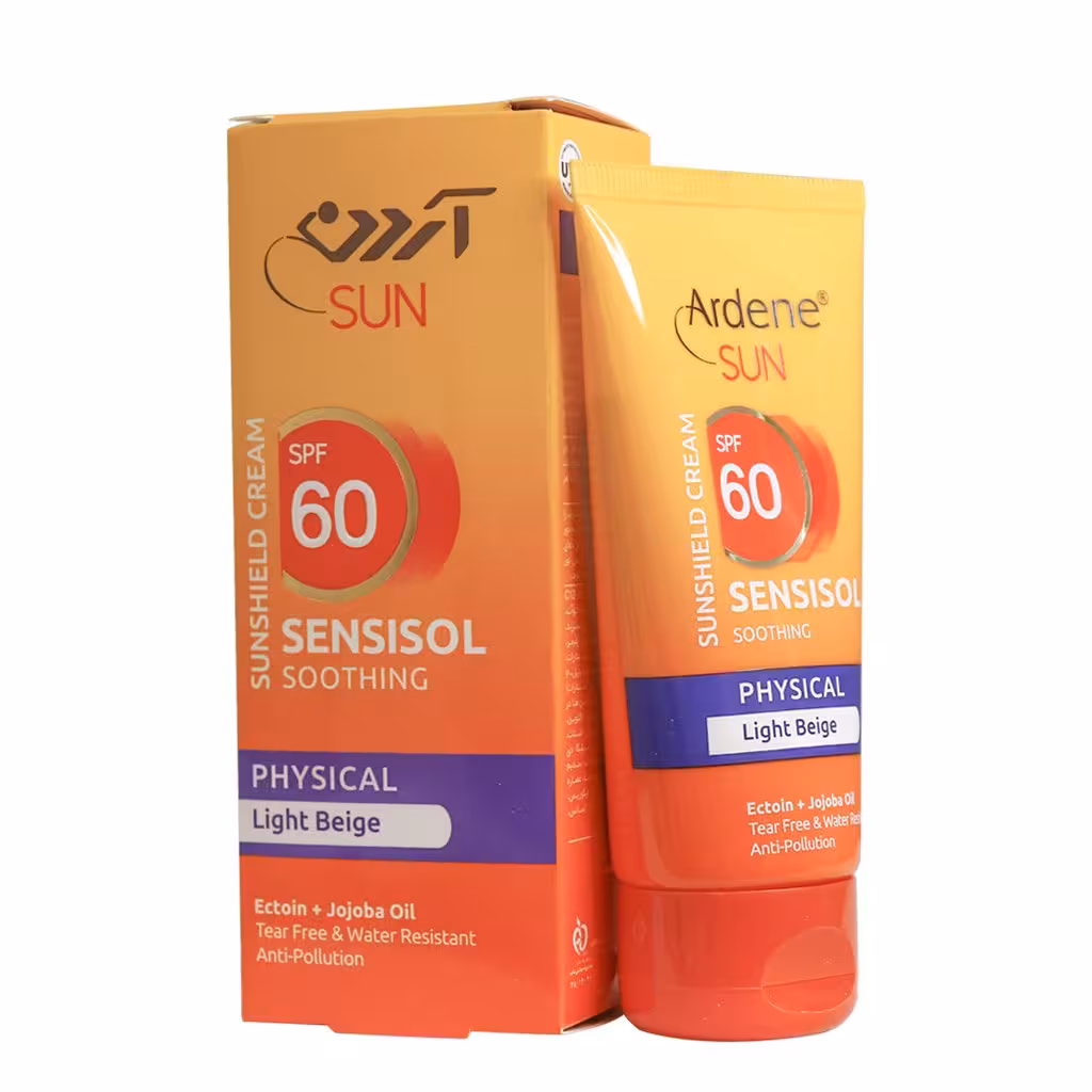 کرم ضد آفتاب رنگی SPF60 فاقد جاذب های شیمیایی آردن مناسب پوست های خشک و حساس حجم 50 میلی لیتر