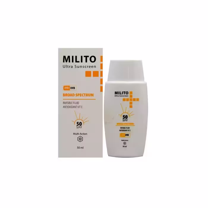 ضدآفتاب فلوئید SPF50 بی رنگ میلیتو 50 میلی لیتر