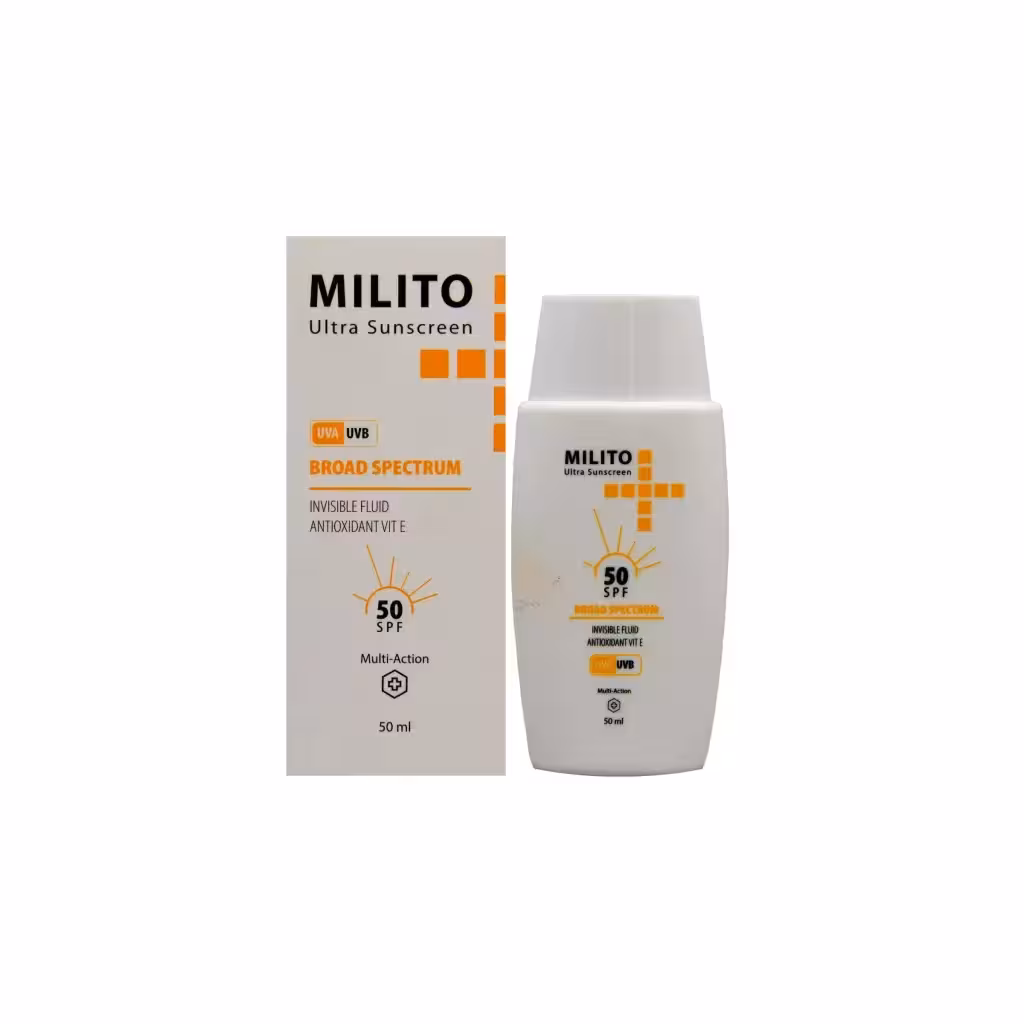 ضدآفتاب فلوئید SPF50 بی رنگ میلیتو 50 میلی لیتر