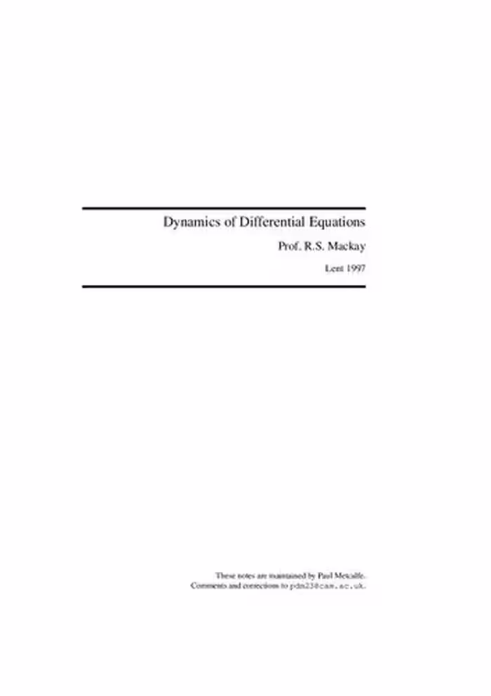 خرید و دانلود نسخه کامل کتاب Dynamics of Differential Equations