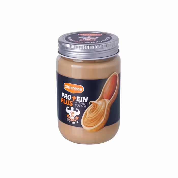 کره بادام زمینی باپودر پروتئین شیر رضا 400 گرمی