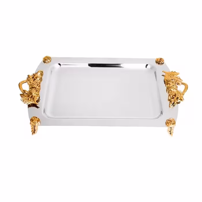 سینی گل رز مستطیل بزرگ طلایی  کی اس تی (KST) کد 118