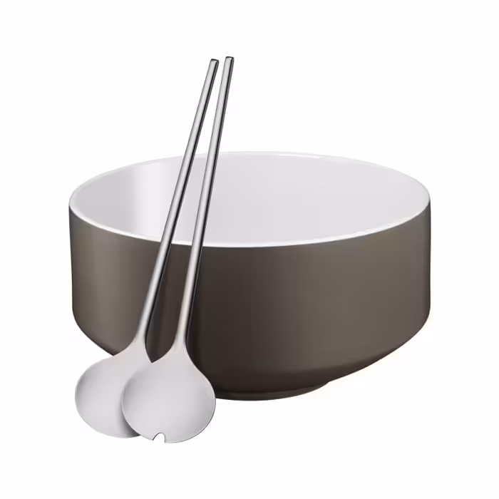 کاسه سالاد 26 سانت با قاشق و چنگال وی ام اف | WMF MOTO Salad Set Lava Grey 3-piece