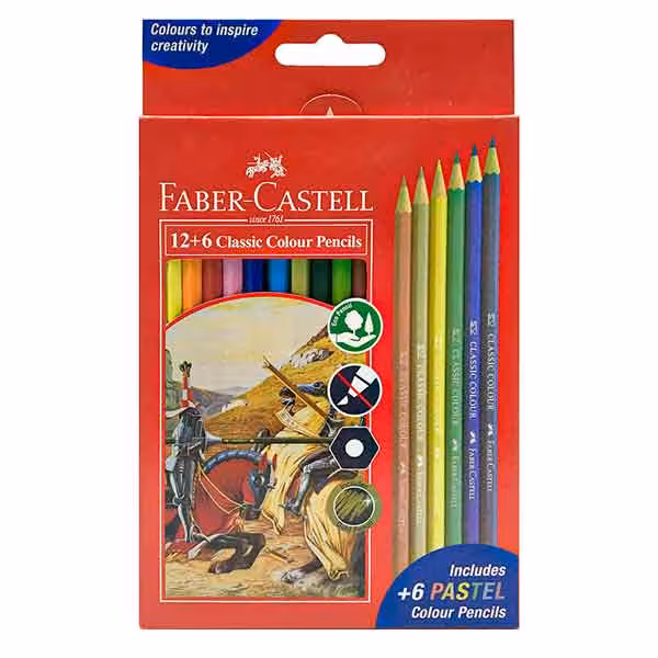 مداد رنگی 6 12 رنگ فابرکاستل مدل کلاسیک
