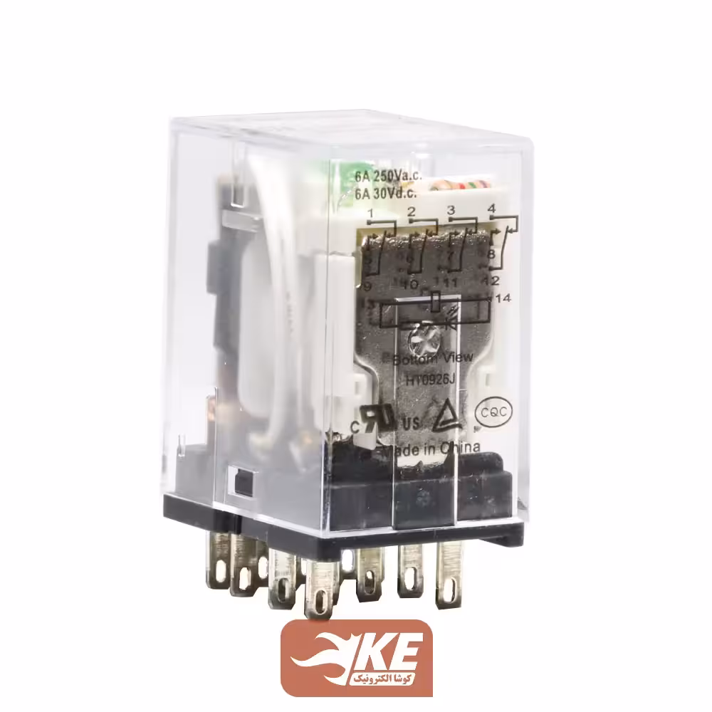 رله 24VDC چهار کنتاکت 7 آمپر هونگفا HF18FF/024-4Z1TD