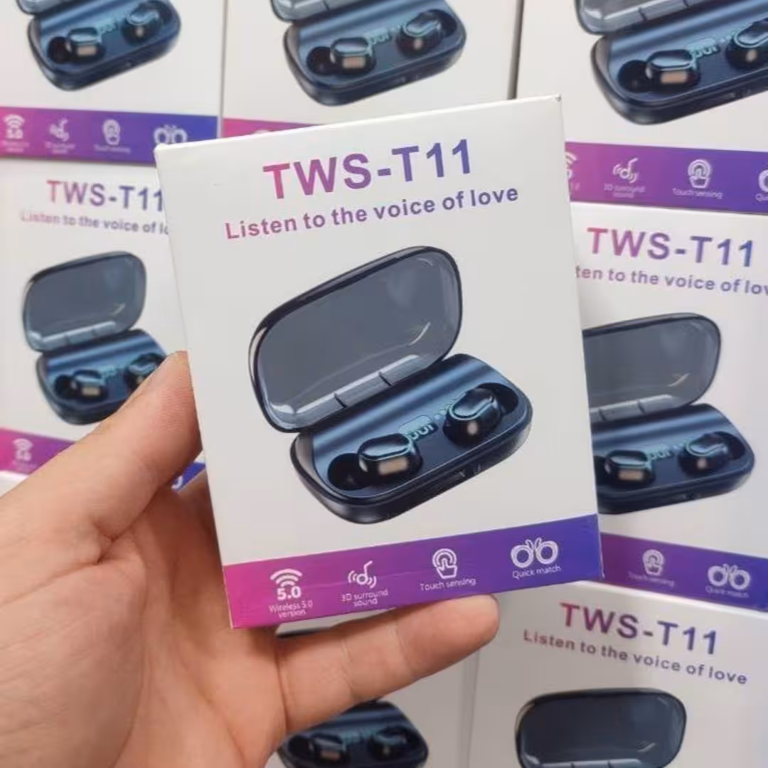 ایرپاد TWSمدل T11کیفیت عالی  دارایه نمایشگر درصد شارژجنس درجه 1قیمت عالی 