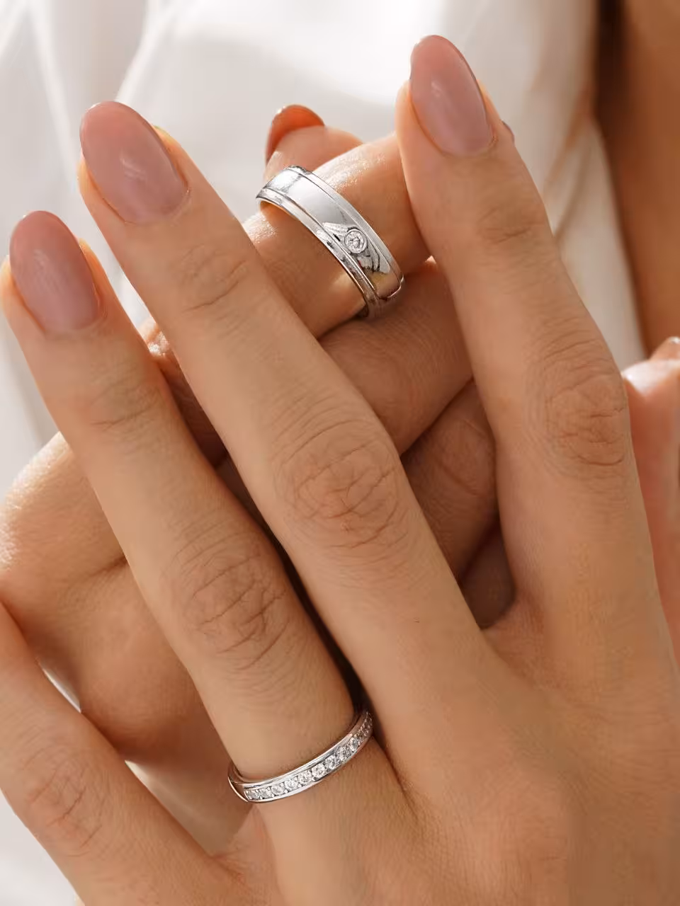 حلقه ست ازدواج وارداتی نقره کد 00054