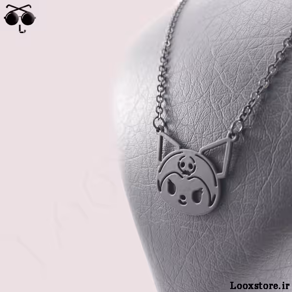 گردنبند طرح کرومی استیل رنگ ثابت (مشکی و نقره ای)