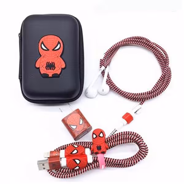 پک محافظ کابل شارژ مرد عنکبوتی کیف مستطیل Spider Man USB Cable protector