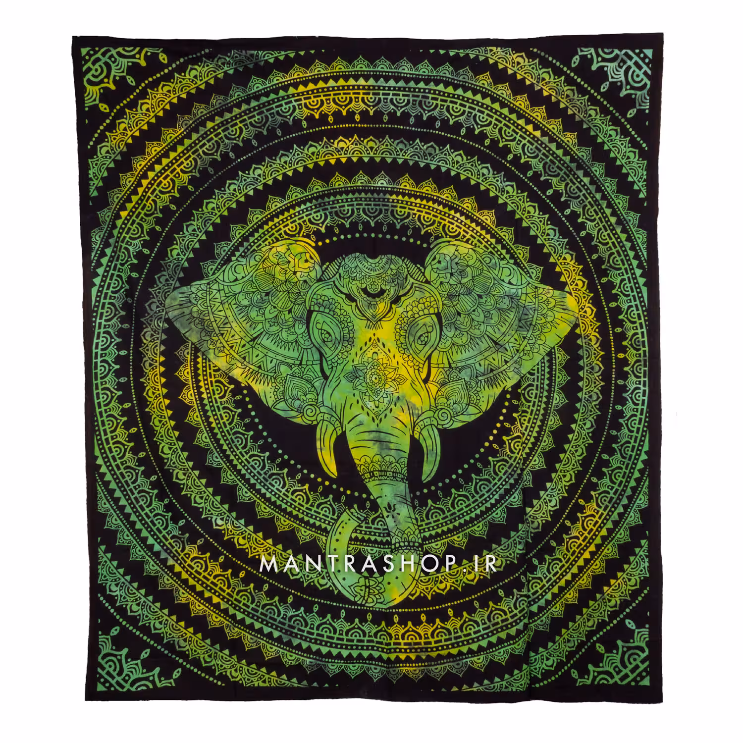 بکدراپ تپستری هندی طرح فیل سبز (روتختی دو نفره) کد 195