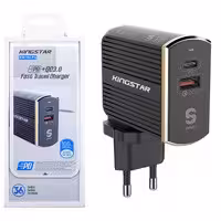 آداپتور شارژر 2 پورت PD QC3.0 36W KingStar KW194 PQ