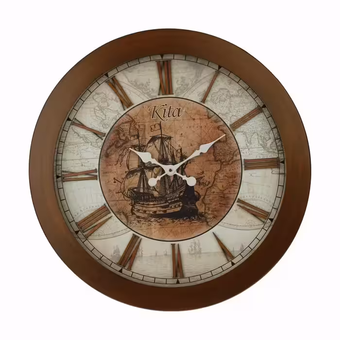 ساعت دیواری تلفیق چرم و چوبی مدل آنتیک کد702