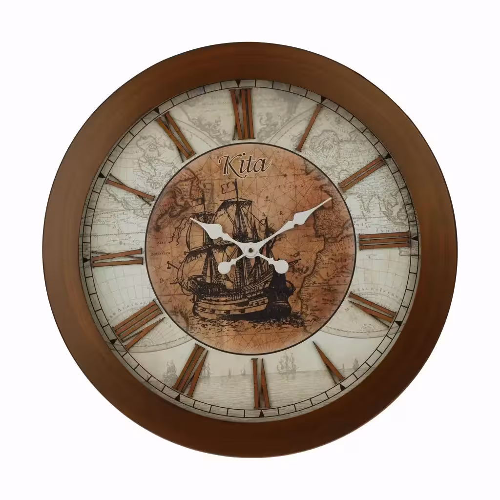 ساعت دیواری تلفیق چرم و چوبی مدل آنتیک کد702