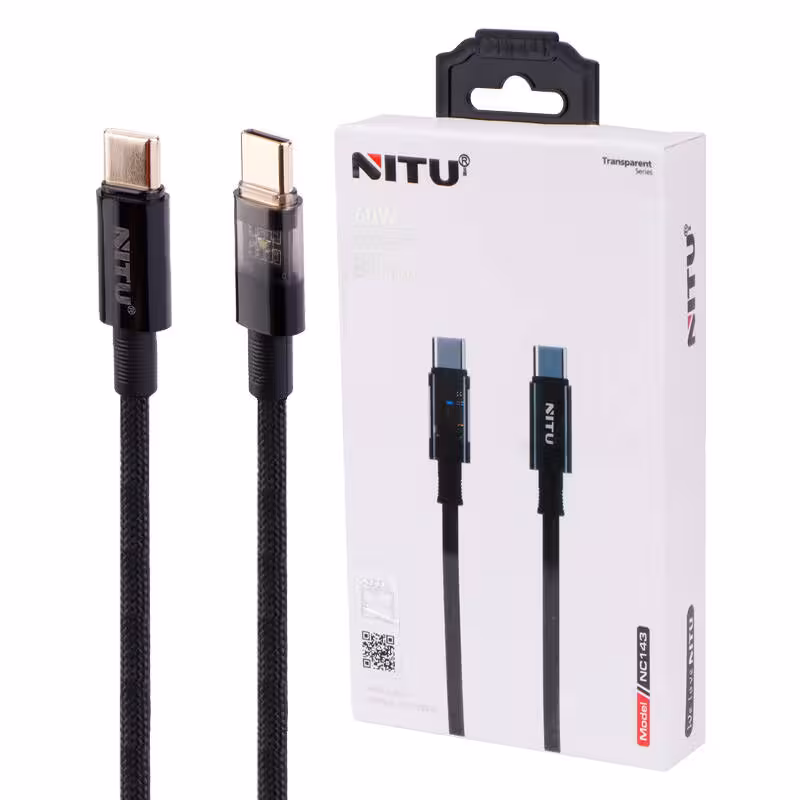 کابل شارژ تایپ سی به تایپ سی نیتو مدل NITU NC143 TYPE-C TO TYPE-C