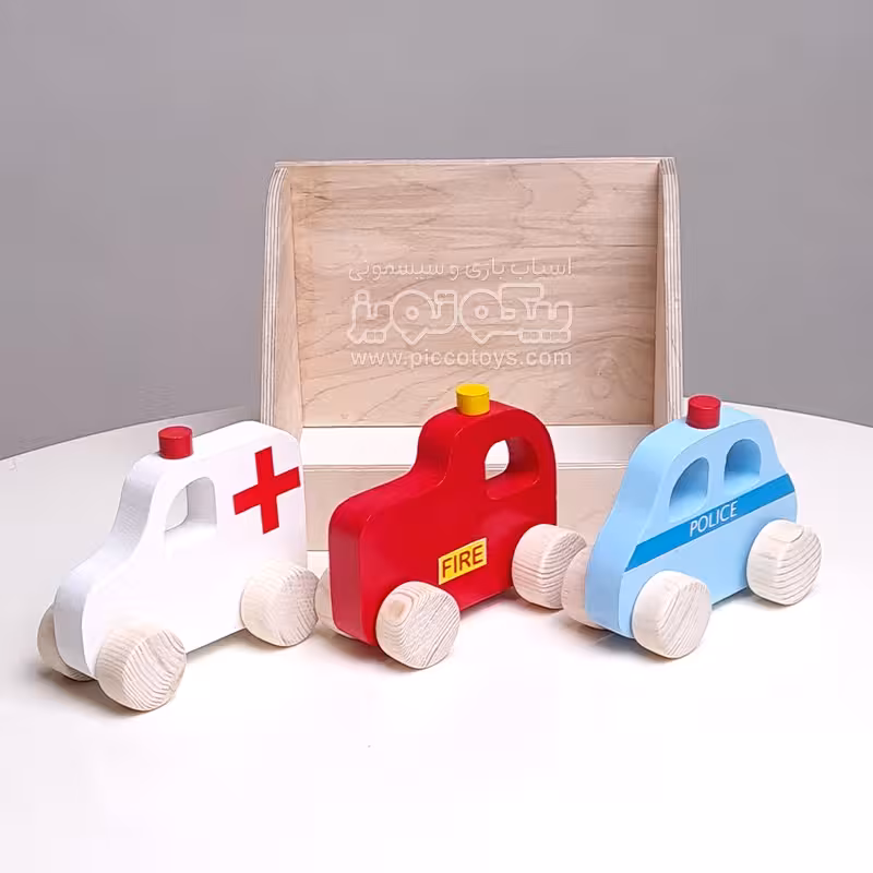 ماشین امداد چوبی اسباب بازی ست 3 عددی کد 4277196