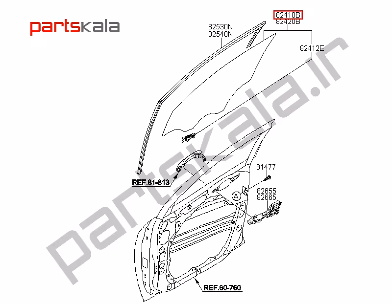 شیشه درب‌ جلو چپ جنسیس سدان