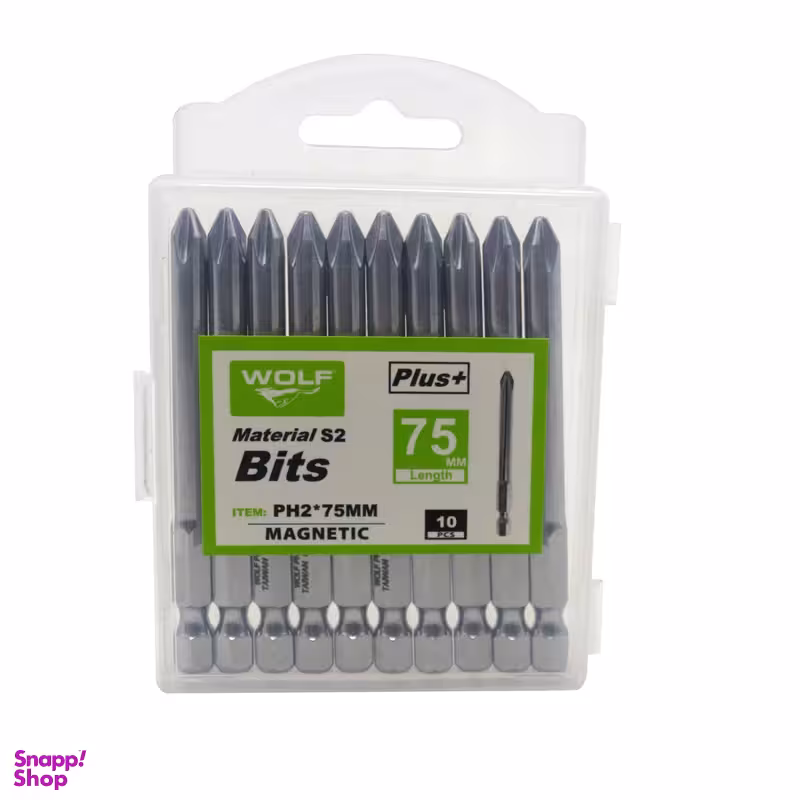سری پیچ گوشتی چهار سو ولف مدل YP-MAGNETI-PH2x75MM مجموعه 10 عددی