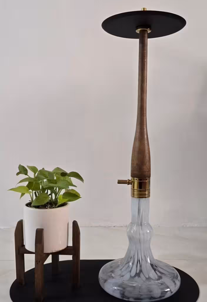 قلیان اکو مدل بیسبالی چوبی قهوه ای (تنگ الوان طرح دار)