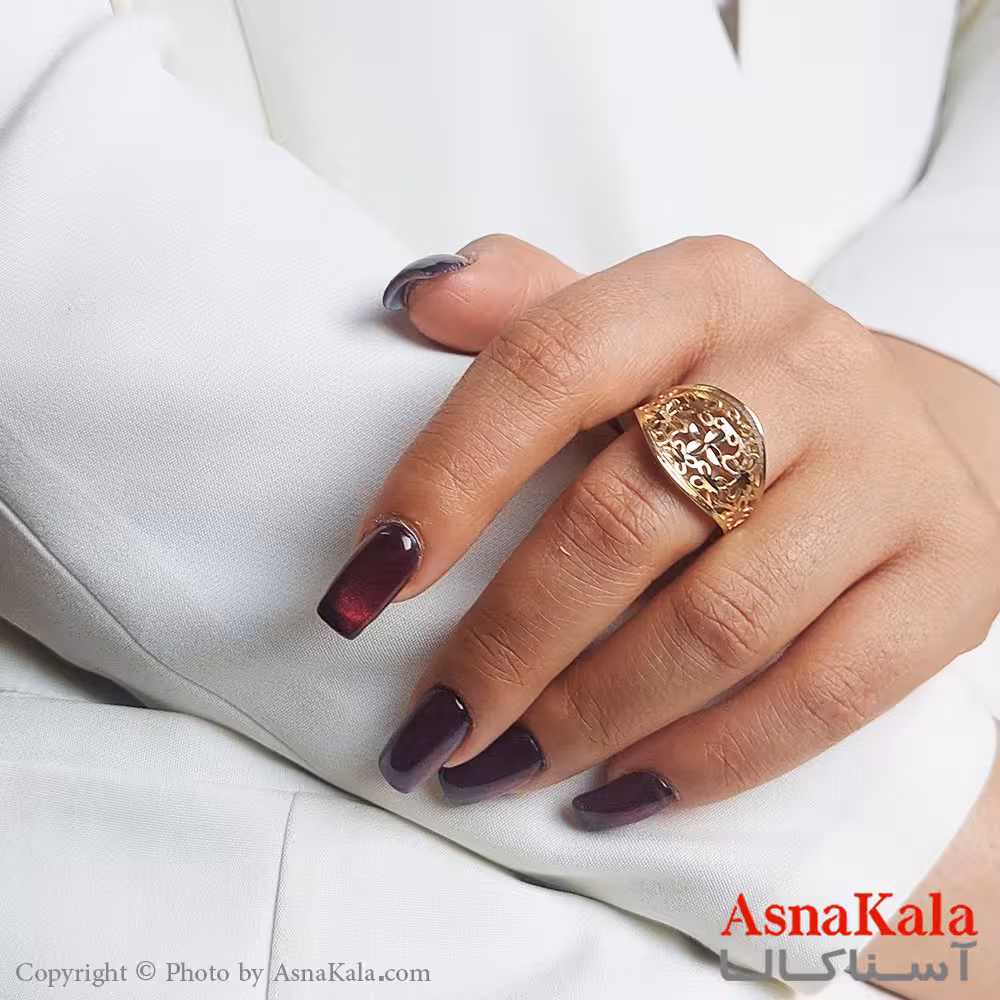 انگشتر طلاروس زنانه مدل تراشدار رنگ ثابت مادام العمر کد ANG19391W