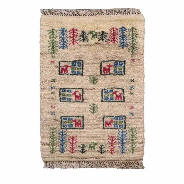 گبه دستبافت نیم متری طرح قشقایی کد 4030336