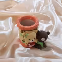 جامدادی سفالی طرح خرس رنگ نارنجی