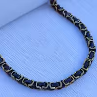 زنجیر بیزانس مردانه مشکی طلایی 6میل