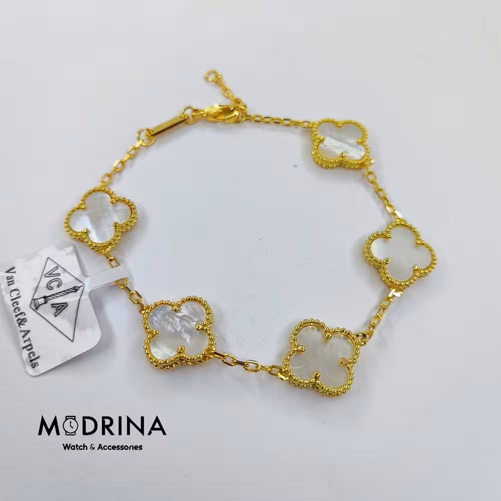 دستبند طلایی ون کلیف صدفی