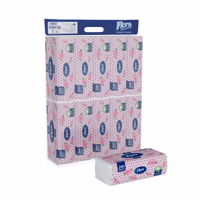 دستمال کاغذی اقتصادی فلورا 100 برگ دولا بسته 10 عددی