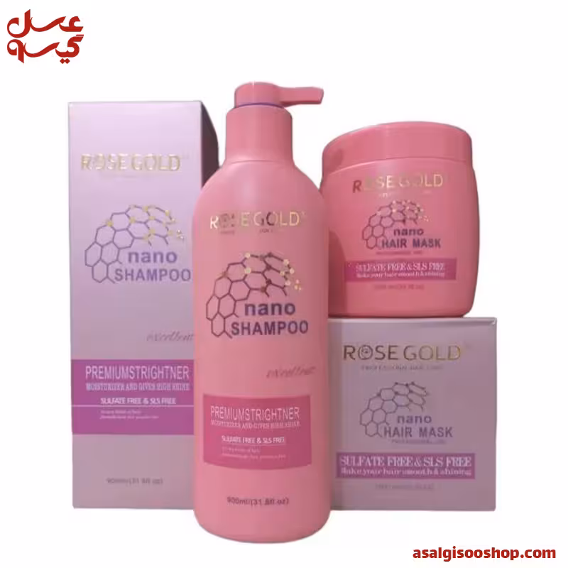 شامپو و ماسک مو نانو رزگلد ROSE GOLD|کد1710