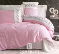 روتختی دونفره صورتی سفید برگ برجسته کاوری مدل Niobe