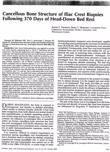 خرید و دانلود نسخه کامل کتاب Cancellous bone structure of iliac crest biopsies following 370 days of head-down bed rest