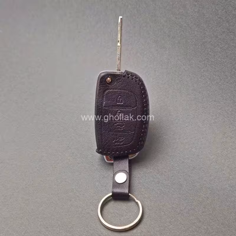 کاور ریموت هیوندایی کلید تاشو 4 دکمه چرم دست دوز