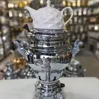 سماور گازی سما سه کاره عدسی قوری دار 6 لیتر مشبک طرح دار (ثما)