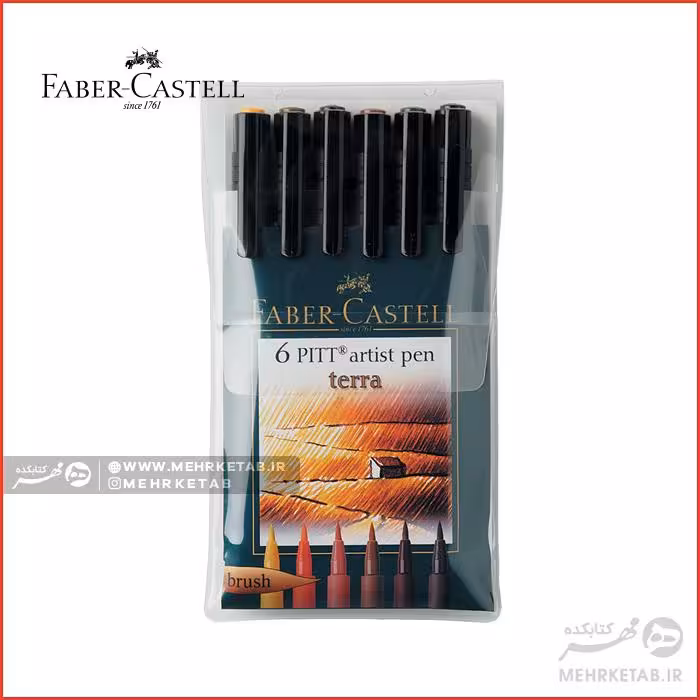 ماژیک پیت آرتیست فابرکاستل پک 6 تایی Faber-Castell Pitt Artist Brush Pen Wallet of 6