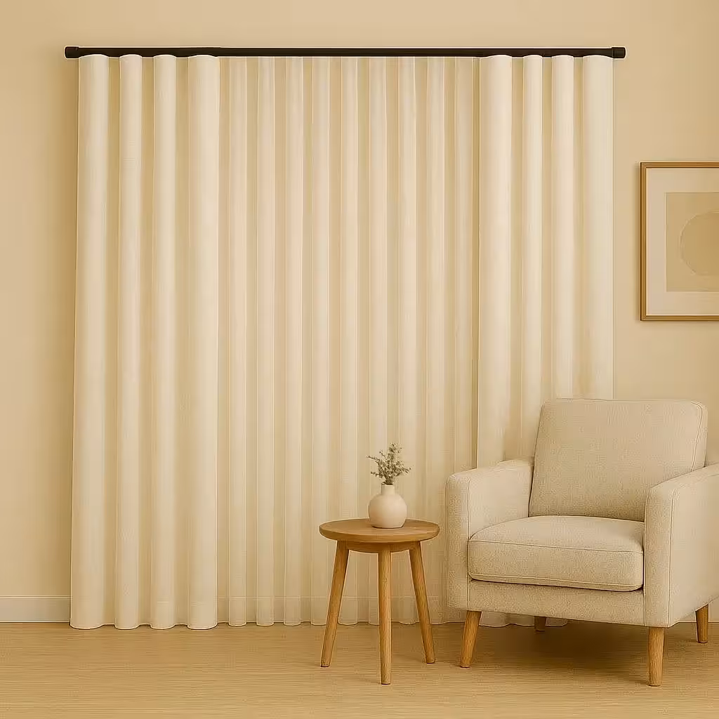 پرده مینیمال ترکیب حریر و کتان شیری کد 02