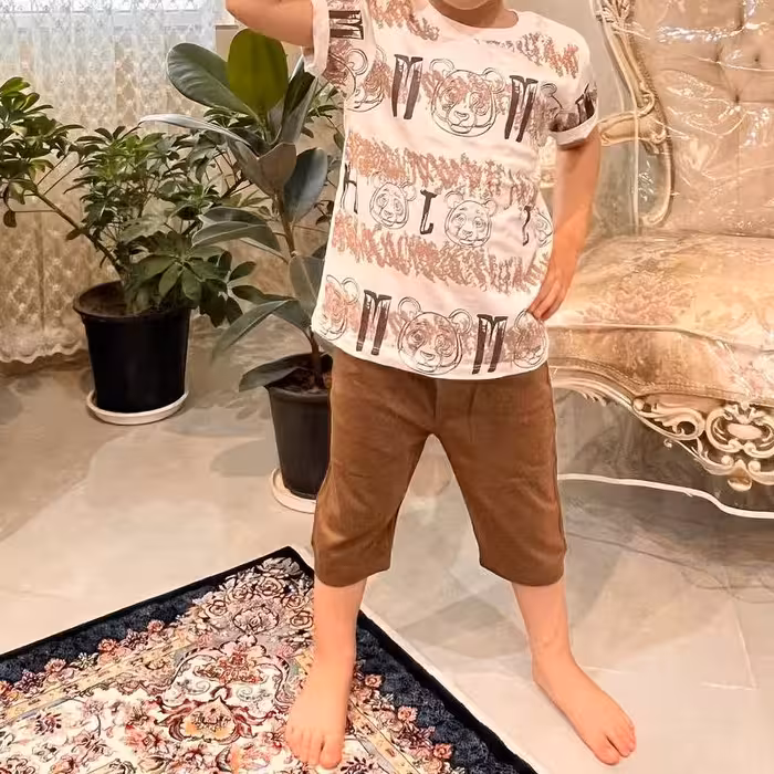 تیشرت شلوارک اسپورت بچگانه شیک و زیبا مناسب حدود سنی 2 تا 10 سال جنس سوپر پنبه یکرو چاپ باکیفیت 