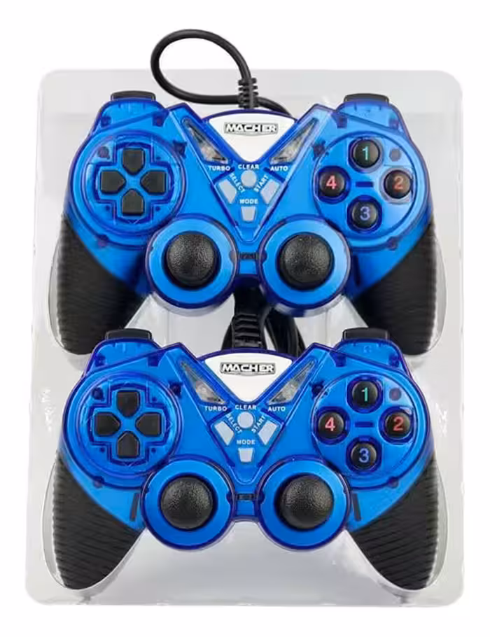 دسته بازی دوبل سیمی شوک‌دار Macher مدل MR-62 آبی