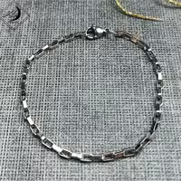 دستبند مستطیل استیل نقره ایی پسرانه و مردانه