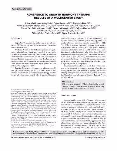خرید و دانلود نسخه کامل کتاب Adherence to Growth Hormone Therapy: Results of a Multicenter Study