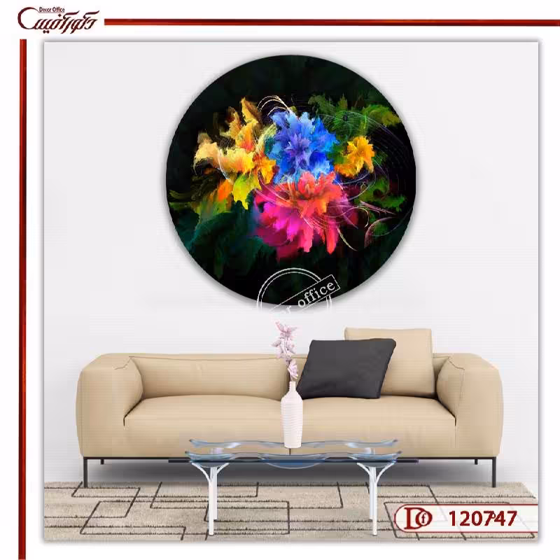 تابلو دیواری گل روی بوم دایره C120747