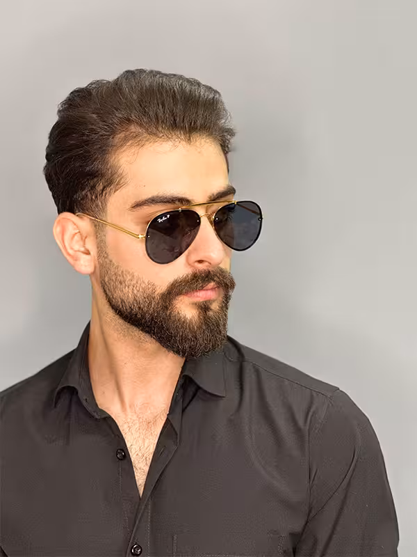 عینک آفتابی مردانه خلبانی برند ری بن مشکی طلایی